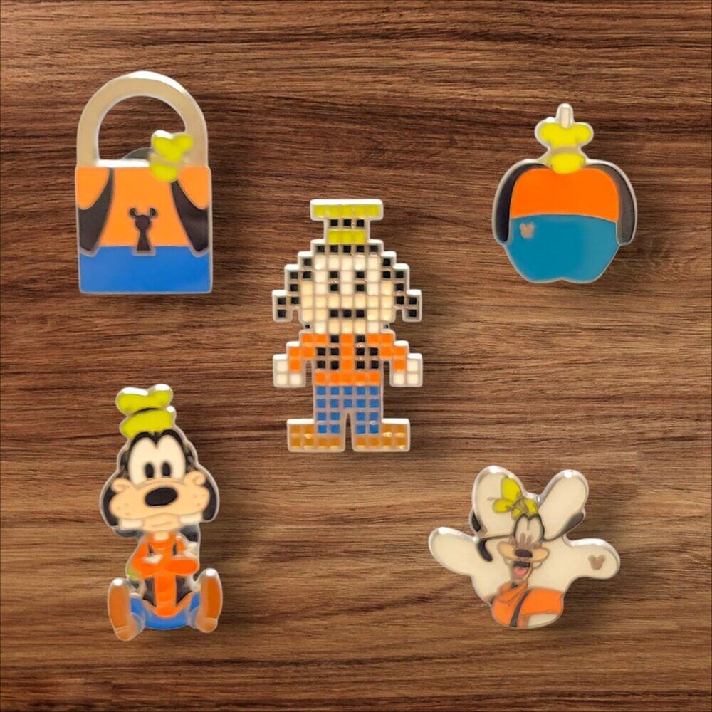 5 Goofy Disney Parks Trading Pins, Plus 2 Bonus Pins